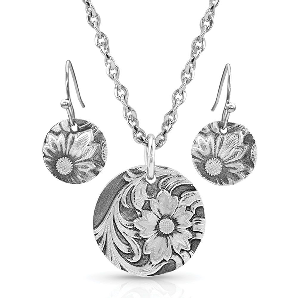 MONTANA SILVERSMITHS ART OF THE BUCKLE NECKLACE EARRING SET