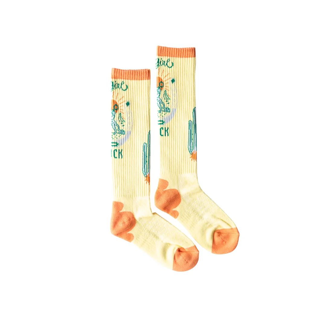 LUCKY CHUCK SOCK, STYLE: DESERT SPIRIT COWGIRL - YELLOW