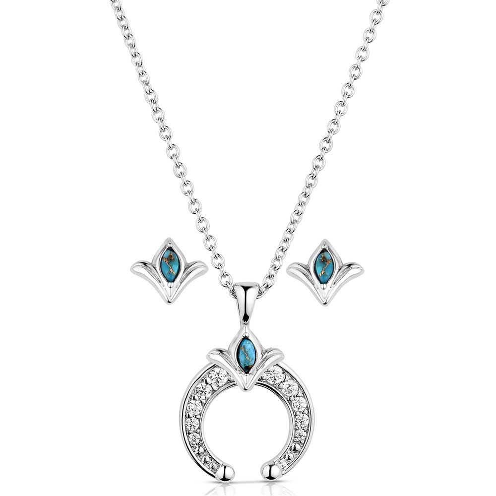 MONTANA SILVERSMITHS SIMPLE SQUASH BLOSSOM CRYSTAL JEWELRY SET