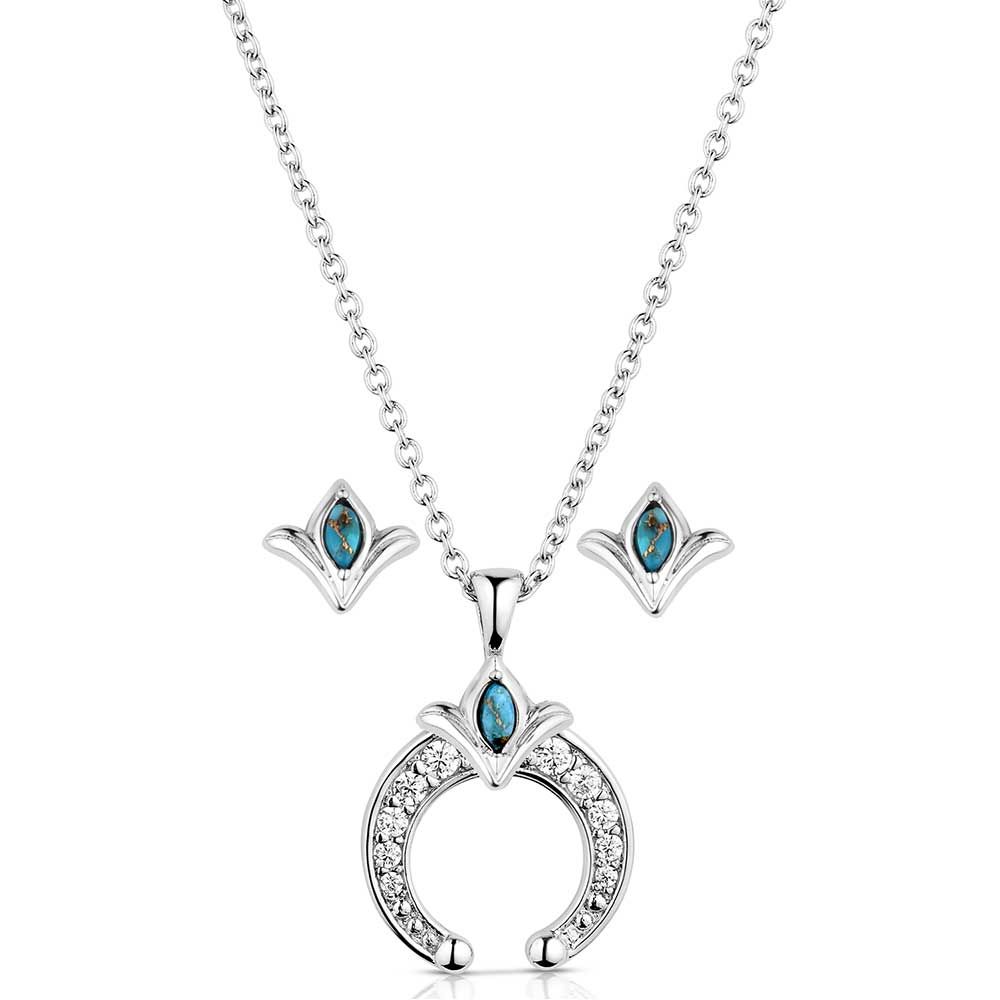 MONTANA SILVERSMITHS SIMPLE SQUASH BLOSSOM CRYSTAL JEWELRY SET