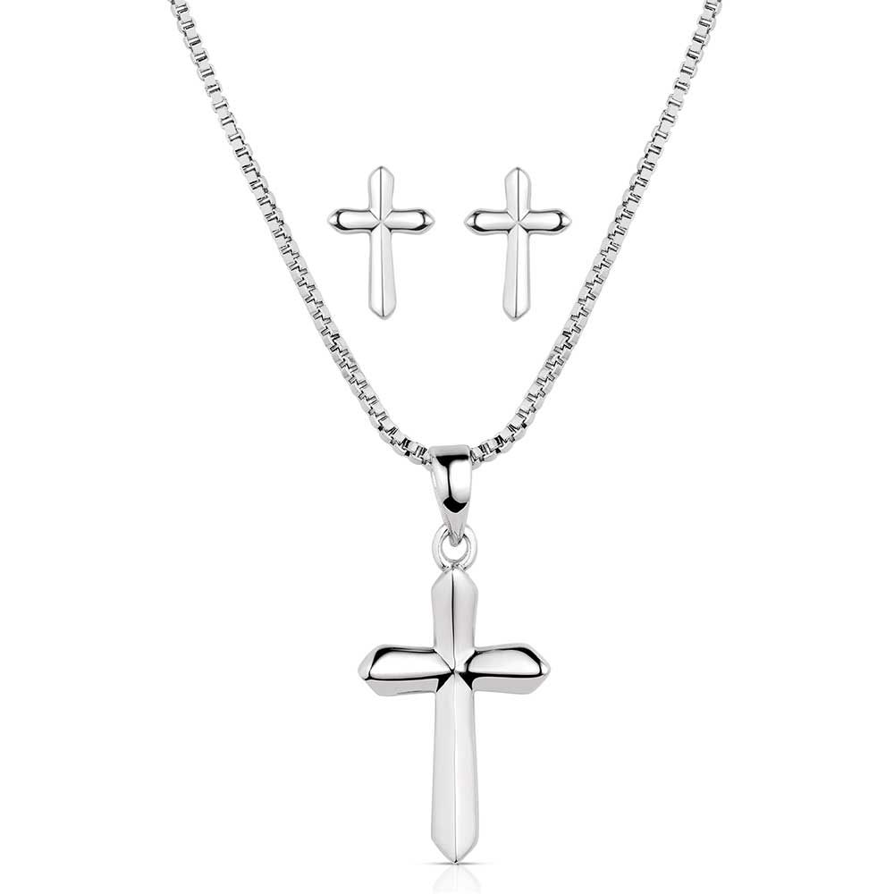 MONTANA SILVERSMITHS TRUE BELIEF CROSS EARRING &amp; NECKLACE SET