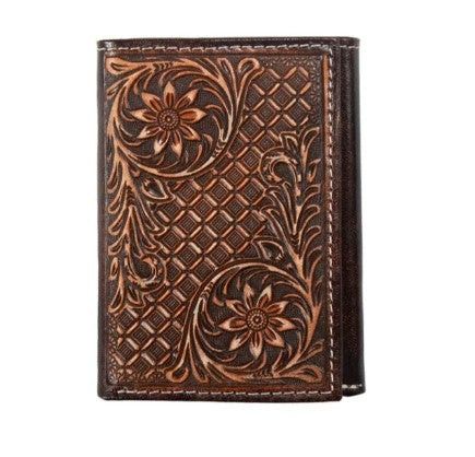 NOCONA BELT CO. FLORAL CORNERS TRIFOLD WALLET