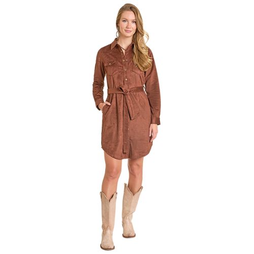 PANHANDLE SLIM WOMEN'S MICROSUEDE SELF TIE SNAP DRESS