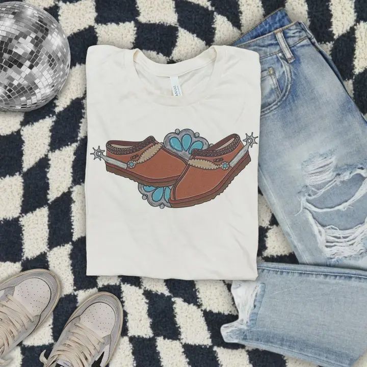 RUSTIC ROSE WOMEN'S COWGIRL SLIPPER GRAPHIC TEE