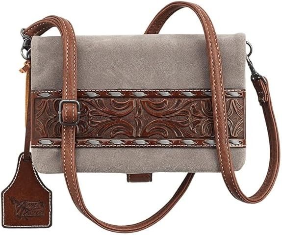 ANGEL RANCH CROSSBODY PURSE - GRAY