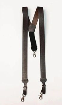 NOCONA BELT CO. MEN'S BASKET STAMPED LEATHER SUSPENDER - BROWN