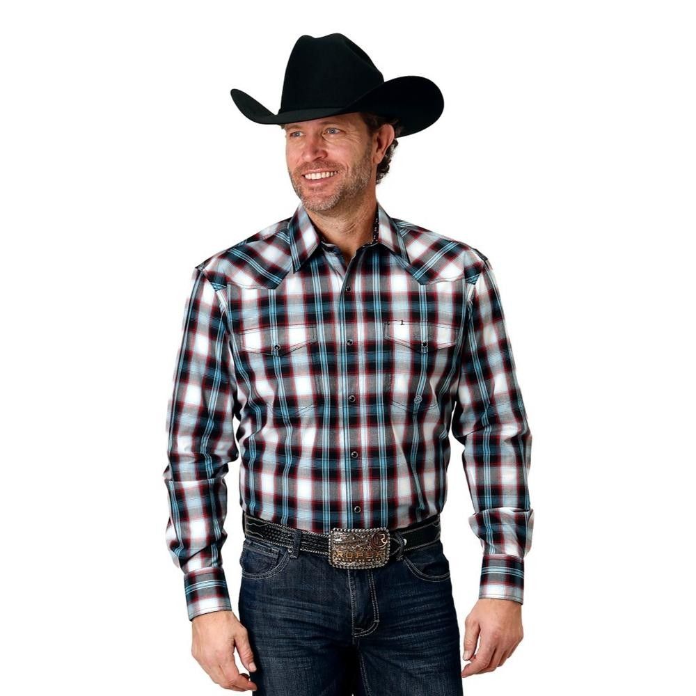 ROPER MEN'S TALL WEST PLAID LONG SLEEVE SNAP SHIRT