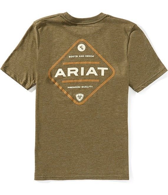 ARIAT BOYS' ROPED DIAMOND SHORT SLEEVE TEE - MILITARY HEATHER