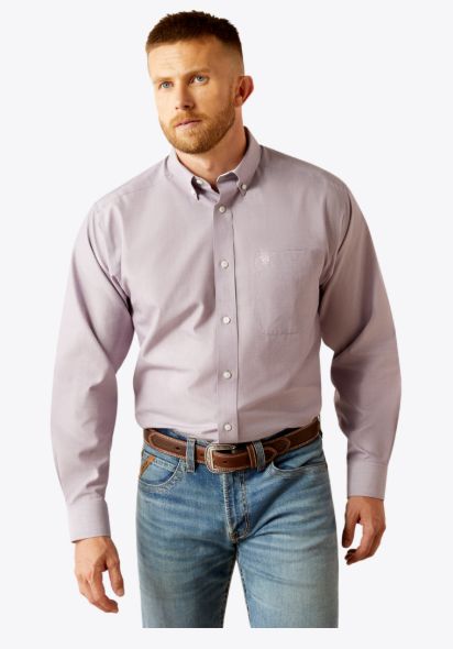 ARIAT MEN'S WRINKLE FREE SOLID SHIRT - LILAC