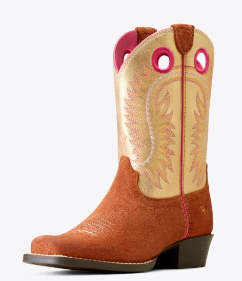 ARIAT GIRLS' SQUARE TOE ROUGHOUT BOOT