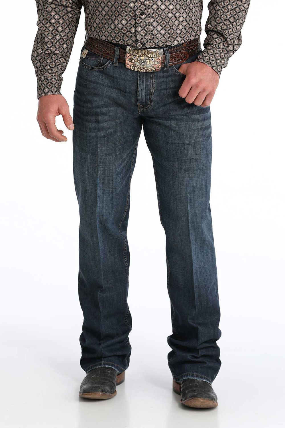 CINCH MEN'S GRANT RELAXED MID RISE BOOTCUT JEAN - DARK STONEWASH