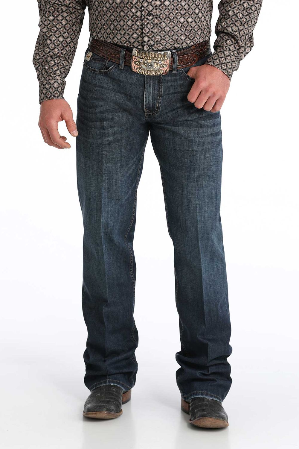 CINCH MEN'S GRANT RELAXED MID RISE BOOTCUT JEAN - DARK STONEWASH