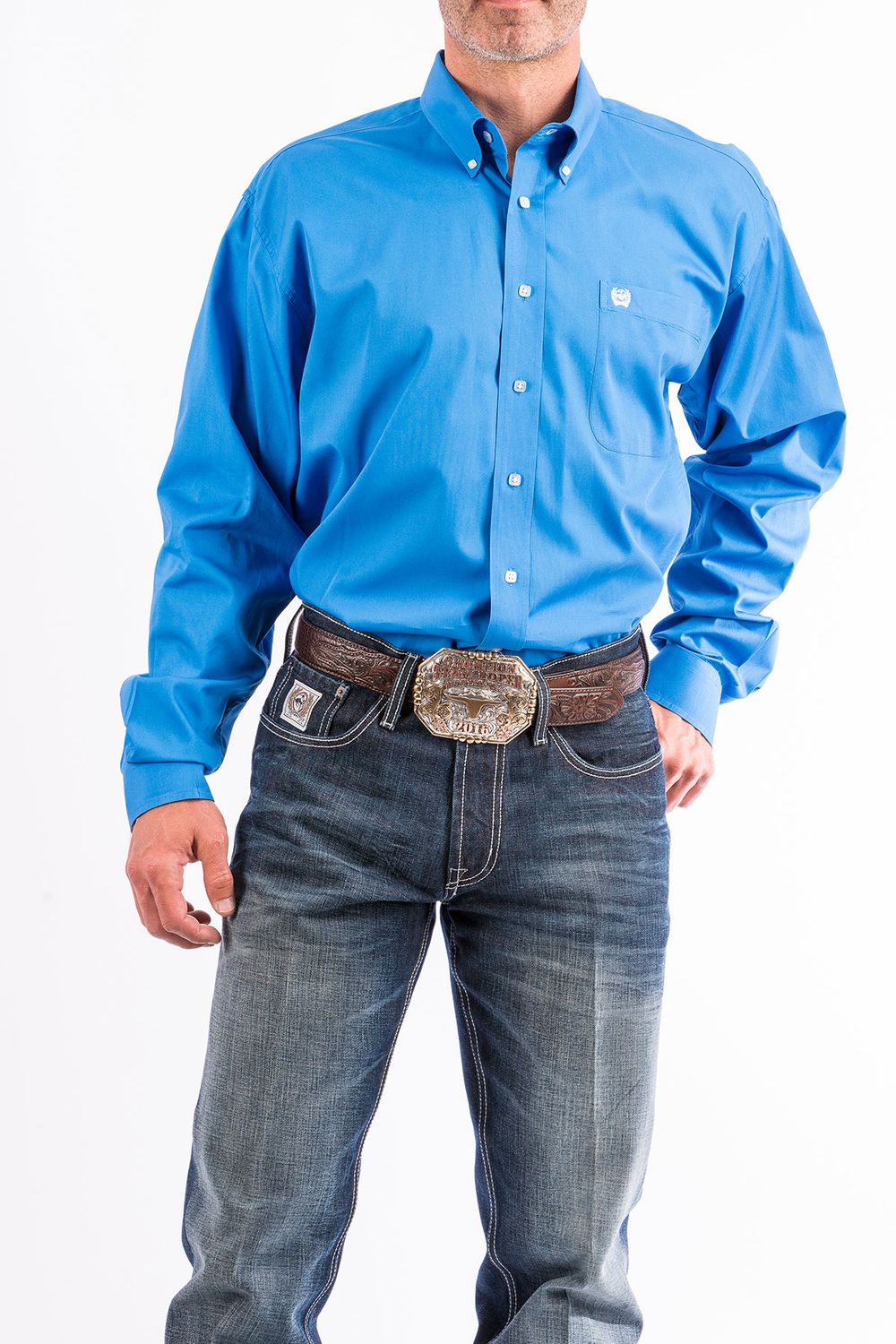 CINCH MEN'S LONG SLEEVE SOLID BUTTON SHIRT - BLUE