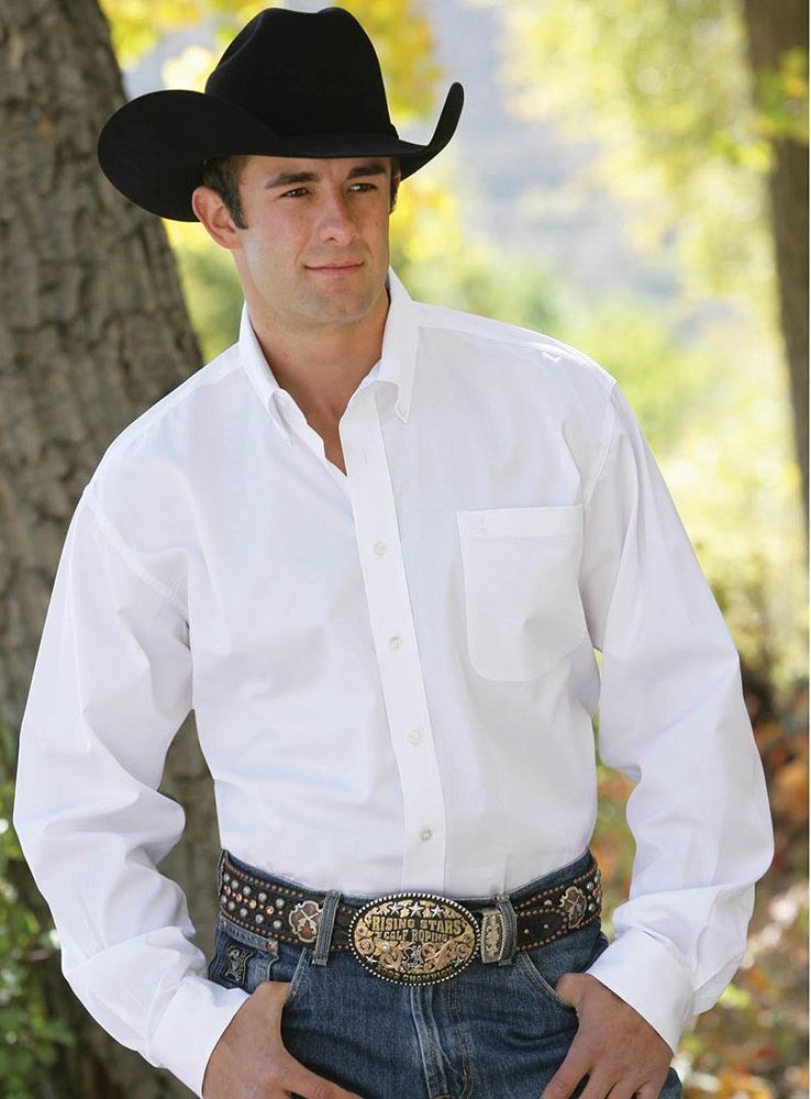 CINCH MEN'S LONG SLEEVE SOLID BUTTON SHIRT - WHITE