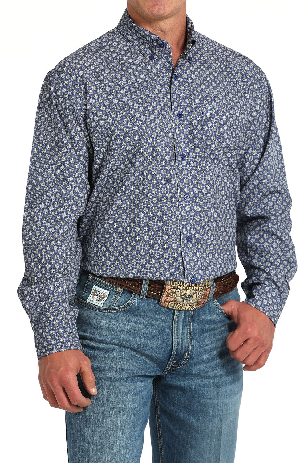 CINCH MEN'S ARENA FLEX PRINT LONG SLEEVE SHIRT - ROYAL