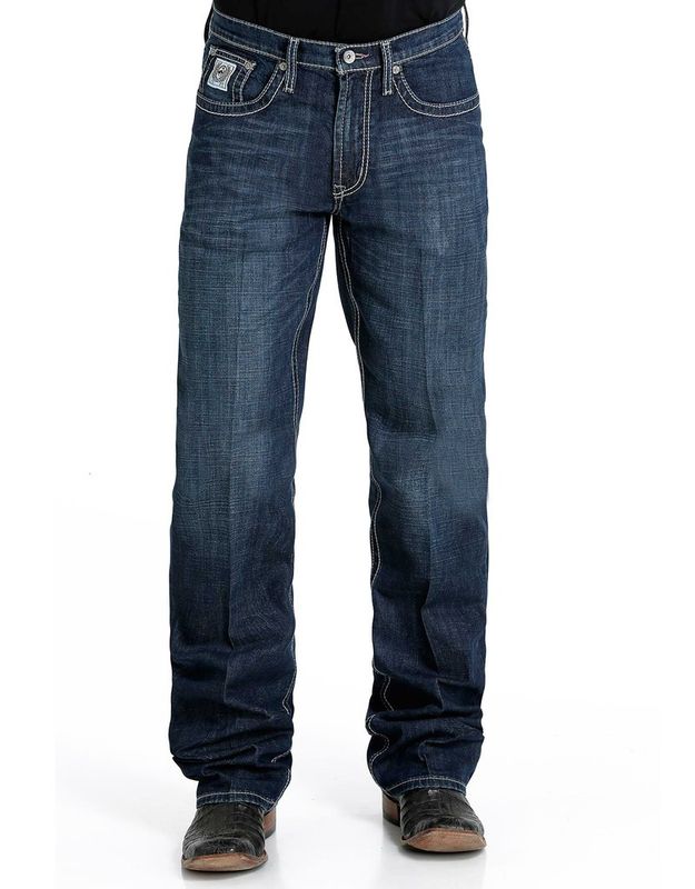 CINCH MEN'S WHITE LABEL RELAXED MID RISE STRAIGHT LEG PERFORMANCE JEAN - DARK STONEWASH