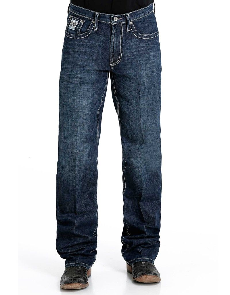 CINCH MEN'S WHITE LABEL RELAXED MID RISE STRAIGHT LEG PERFORMANCE JEAN - DARK STONEWASH