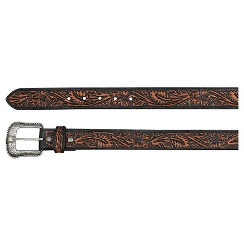 JP WEST MEN'S TOOLED BELT - BROWN