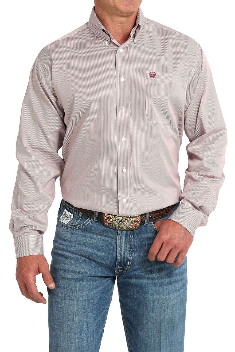CINCH MEN'S PINSTRIPE LONG SLEEVE SHIRT