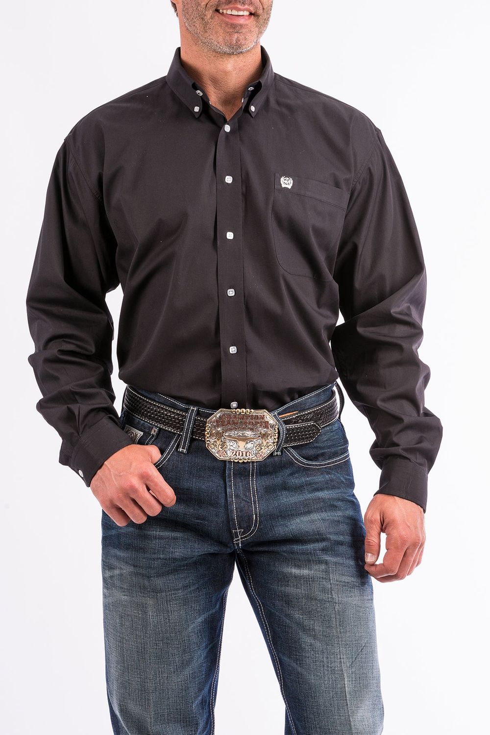 CINCH MEN'S LONG SLEEVE SOLID BUTTON SHIRT - BLACK