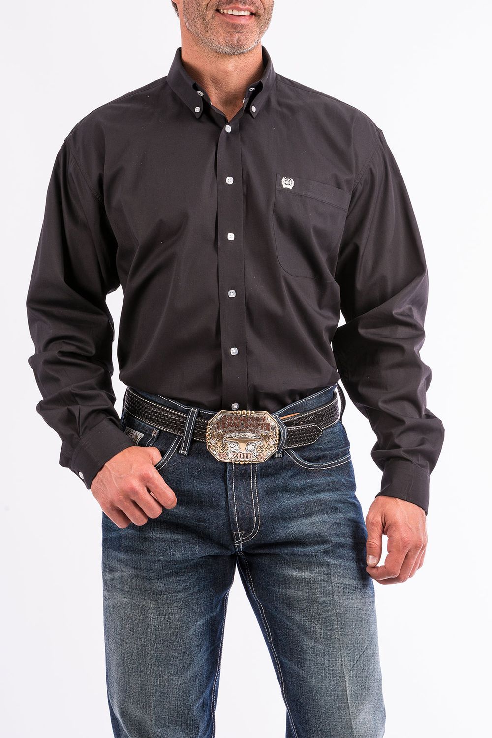 CINCH MEN'S LONG SLEEVE SOLID BUTTON SHIRT - BLACK