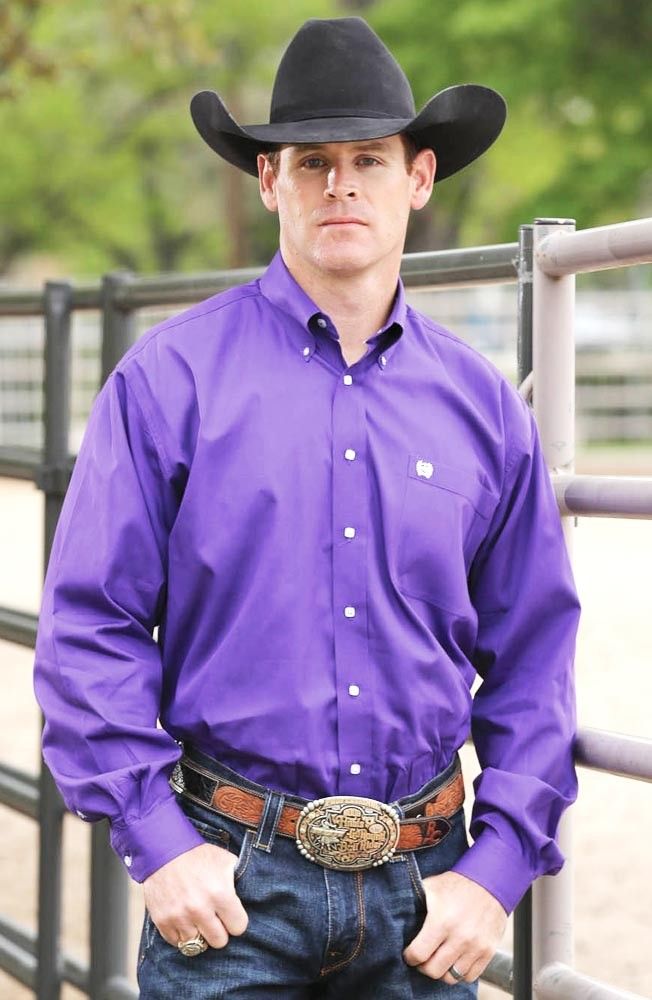 CINCH MEN'S SOLID LONG SLEEVE BUTTON SHIRT - PURPLE