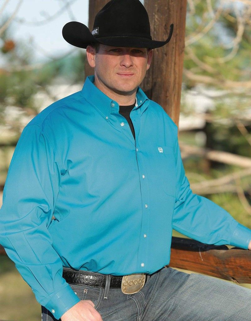 CINCH MEN'S SOLID LONG SLEEVE BUTTON SHIRT - TEAL