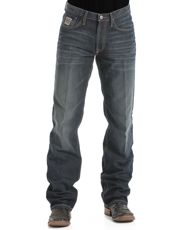 CINCH MEN'S WHITE LABEL RELAXED MID RISE STRAIGHT LEG RIGID JEAN - DARK STONEWASH