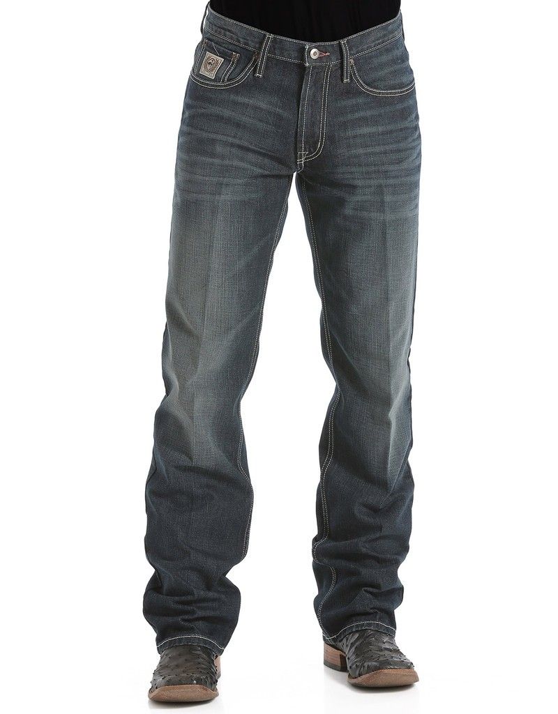 CINCH MEN'S WHITE LABEL RELAXED MID RISE STRAIGHT LEG RIGID JEAN - DARK STONEWASH