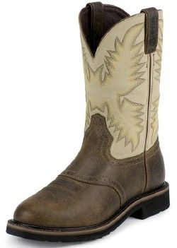 JUSTIN MEN'S STAMPEDE ROUND TOE WORK BOOT