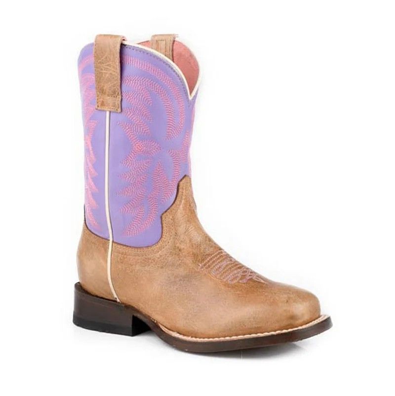 ROPER GIRLS' SQUARE TOE BOOT - MARBLED TAN