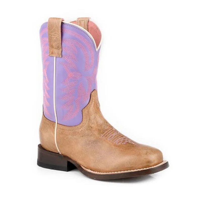 ROPER GIRLS' SQUARE TOE BOOT - MARBLED TAN ROPER GIRLS' SQUARE TOE BOOT - MARBLED TAN