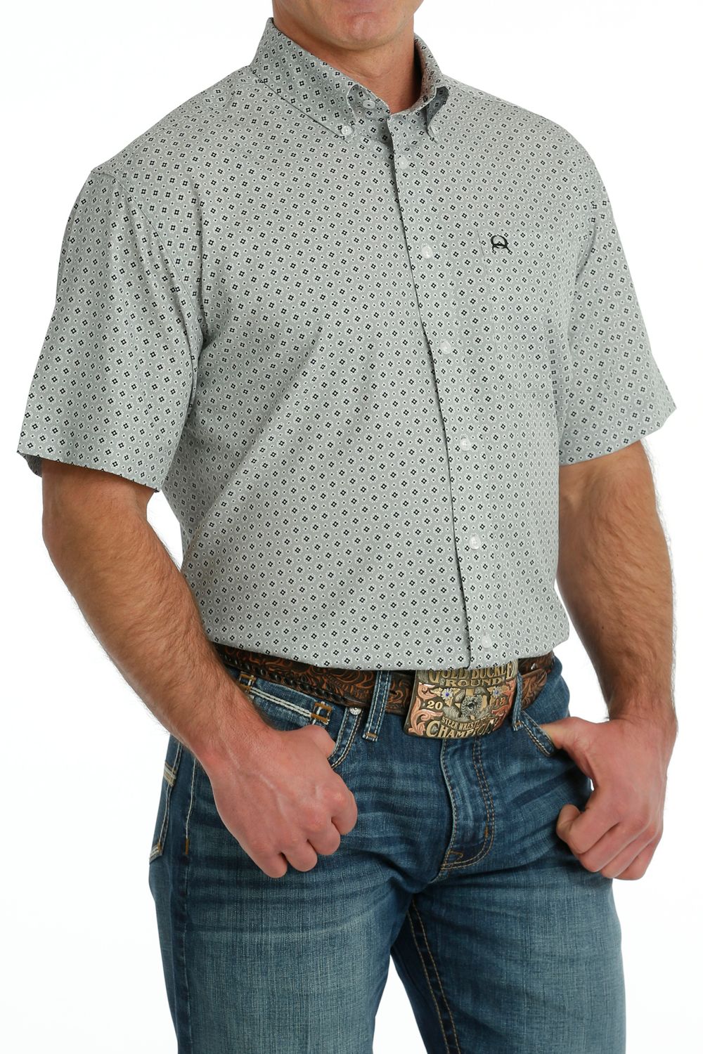 CINCH MEN'S ARENA FLEX SHORT SLEEVE SHIRT - GRAY