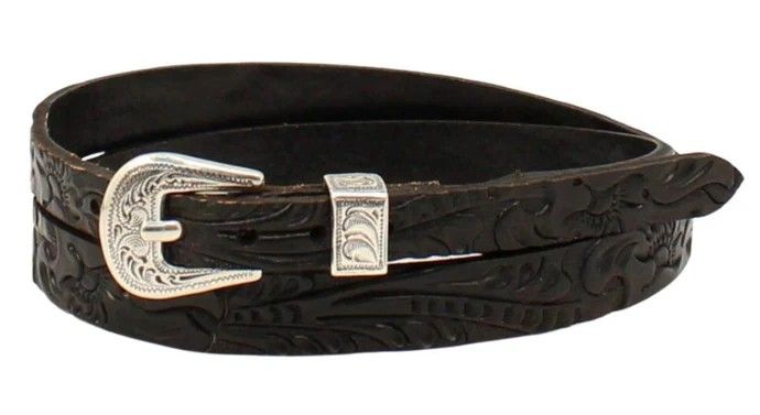 TWISTER FLORAL TOOLED HAT BAND - BLACK
