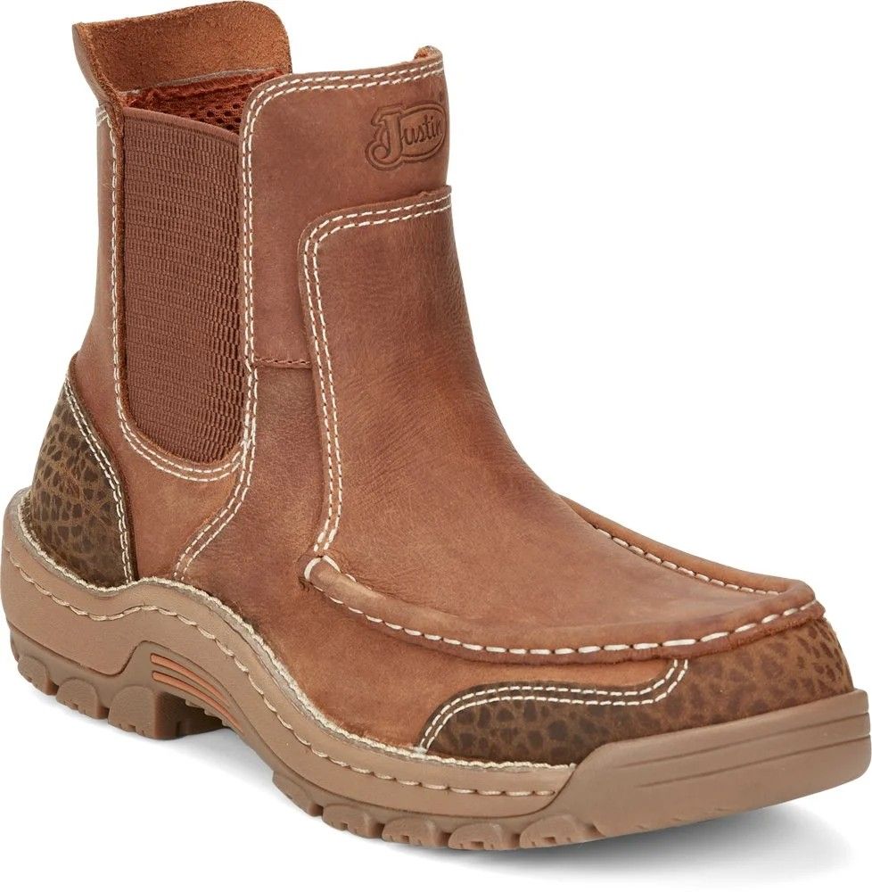 JUSTIN MEN'S SLIP ON COWHIDE SHOE - BROWN