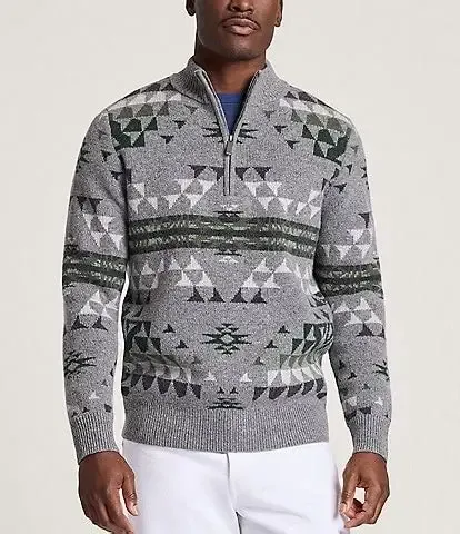 PENDELTON MEN'S 1/4 ZIP LAMBSWOOL SWEATER - AUTUMN BIRCH GREY