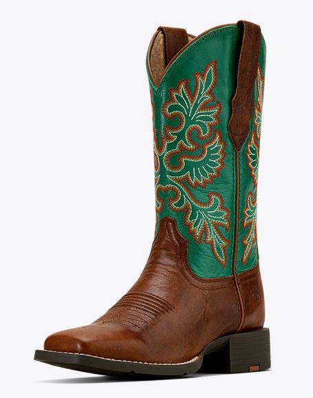 ARIAT WOMEN'S ROUND UP BOOT - BROWN/AGED JADE