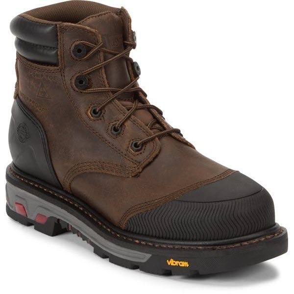 JUSTIN MEN'S 6" LACE UP WATERPROOF BOOT