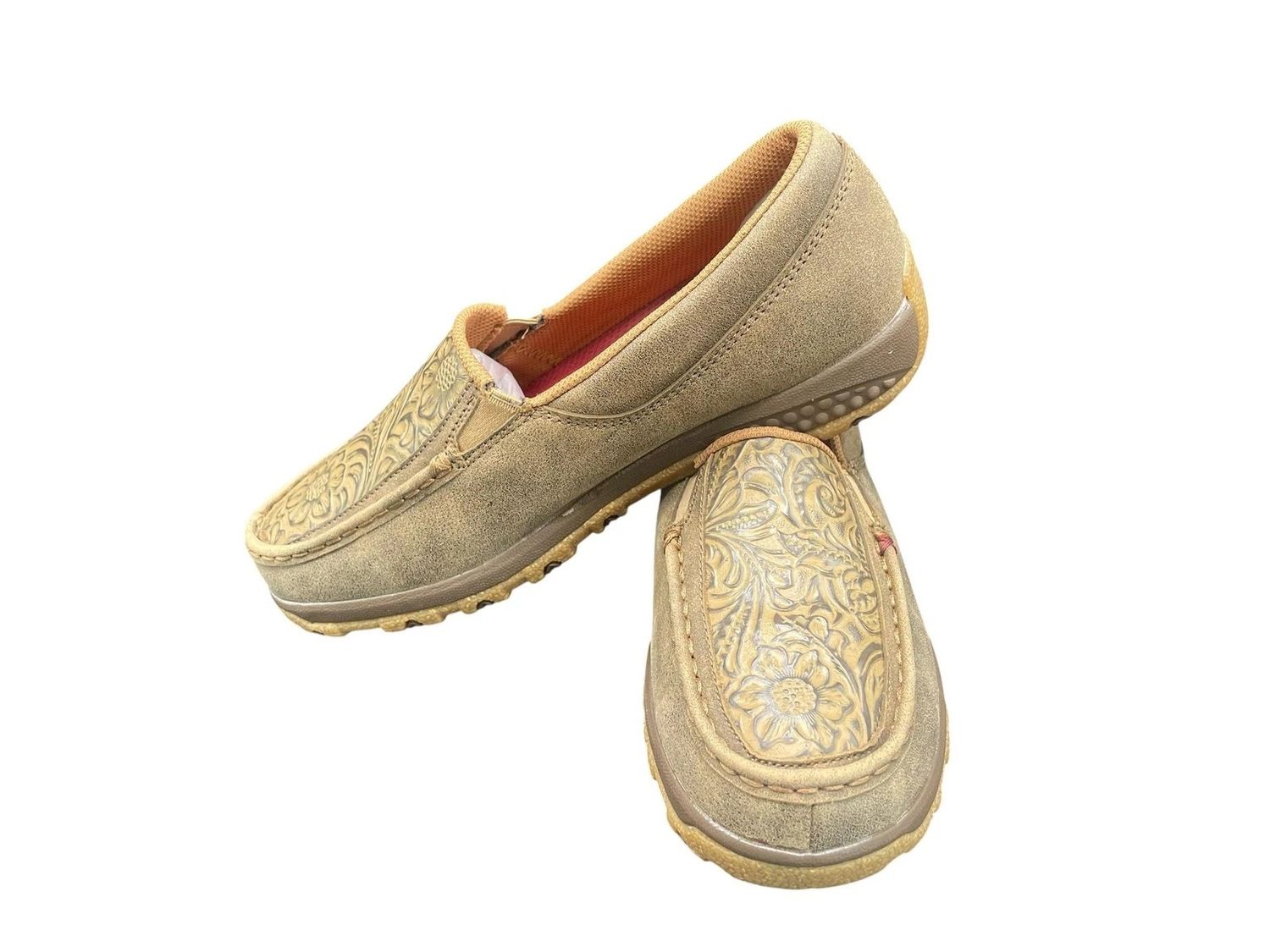 TWISTED X WOMEN'S SLIP ON DRIVING MOCC - BOMBER/TOOLED BROWN