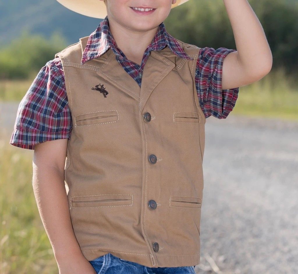 WYOMING TRADERS KIDS' CANVAS VEST - TAN