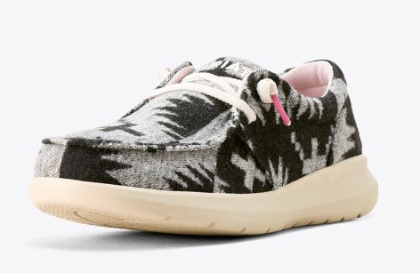 ARIAT WOMEN'S HILO SHOE - BLK/WHT FLANNEL BLANKET