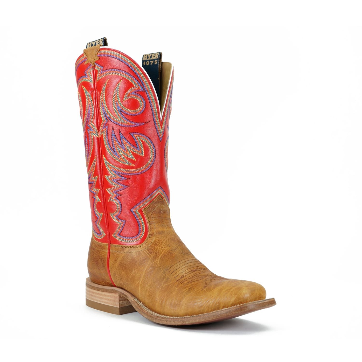 HYER MEN'S SAWYER 13" BROAD SQ. TOE STOCKMAN BLOCK HEEL BOOT - TAN