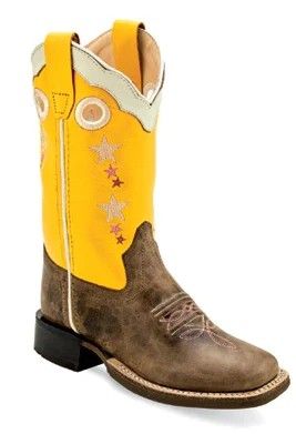 OLD WEST GIRLS' EMBROIDERED STAR BOOT - YELLOW