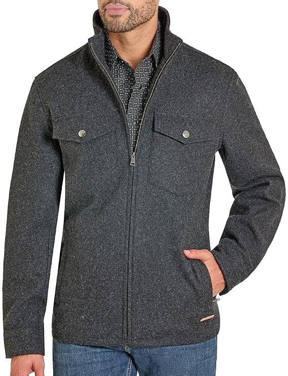 POWDER RIVER MEN'S WOOL COAT - HEATHER BLACK