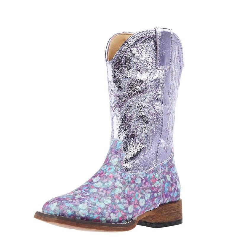 ROPER GIRLS' BOOT - LAVENDER FLORAL GLITTER