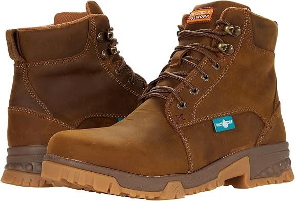 TWISTED X MEN'S 6" WATERPROOF CELLSTRETCH WORK BOOT - DISTRESSED SADDLE