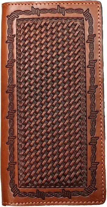 RANGER BASKETWEAVE/BARBED WIRE TRIM WALLET - TAN