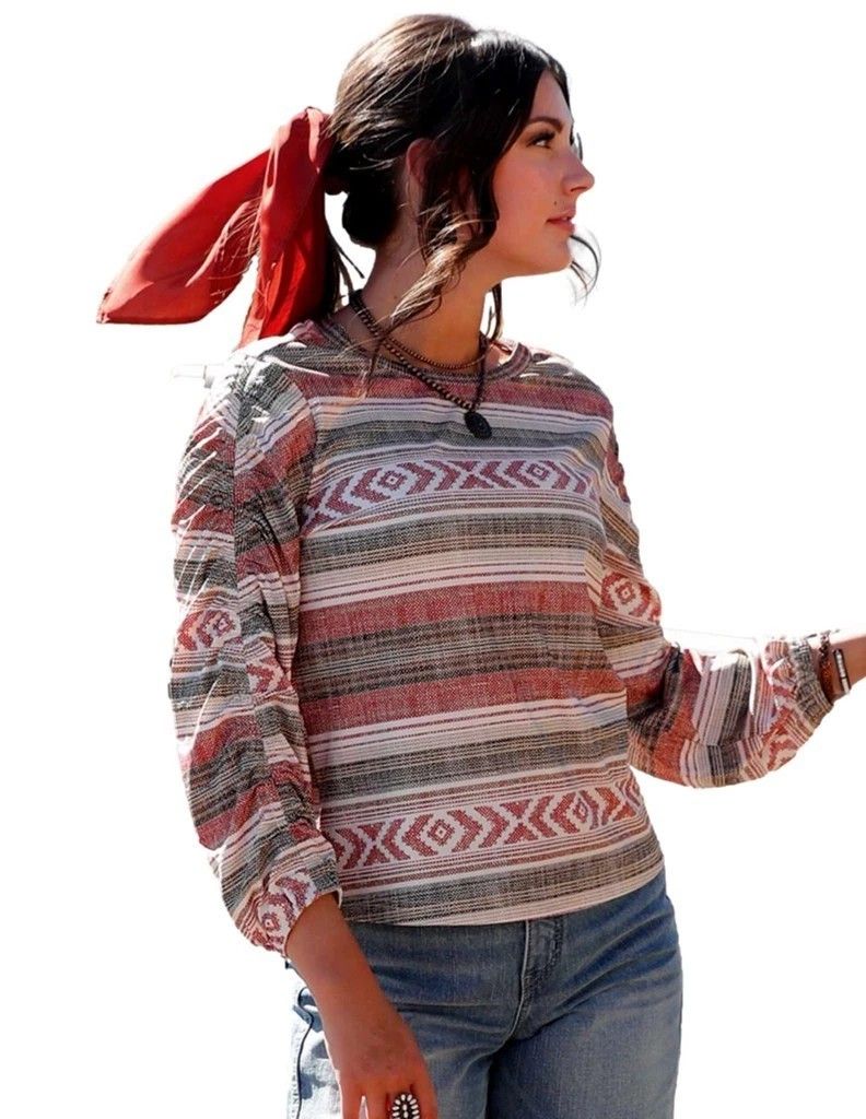 CRUEL DENIM WOMEN'S 3/4 SLEEVE KNIT SHIRT - MULTICOLOR