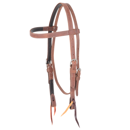 MARTIN SADDLERY TAN LEATHER STITCHED BROWBAND 3/4" HEADSTALL