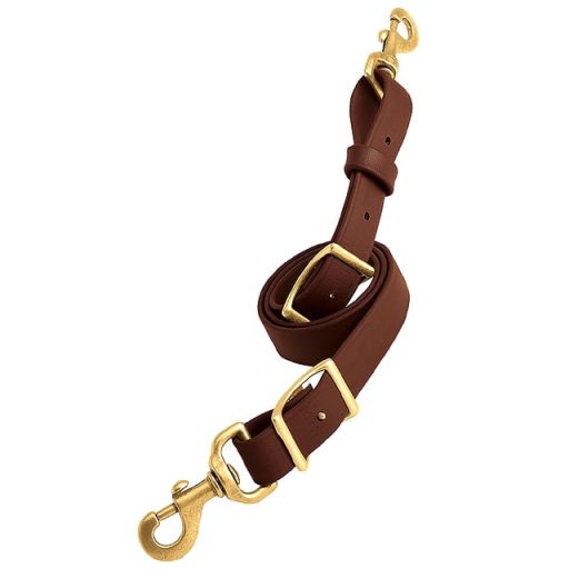 WEAVER 1 X 40 SYNTHETIC WEBBING DURABLE TIE DOWN STRAP W/ BRASS SNAP - BROWN